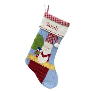 Pottery Barn Kids Santa Chimney Quilted Christmas Stocking "Sarah" 20x11